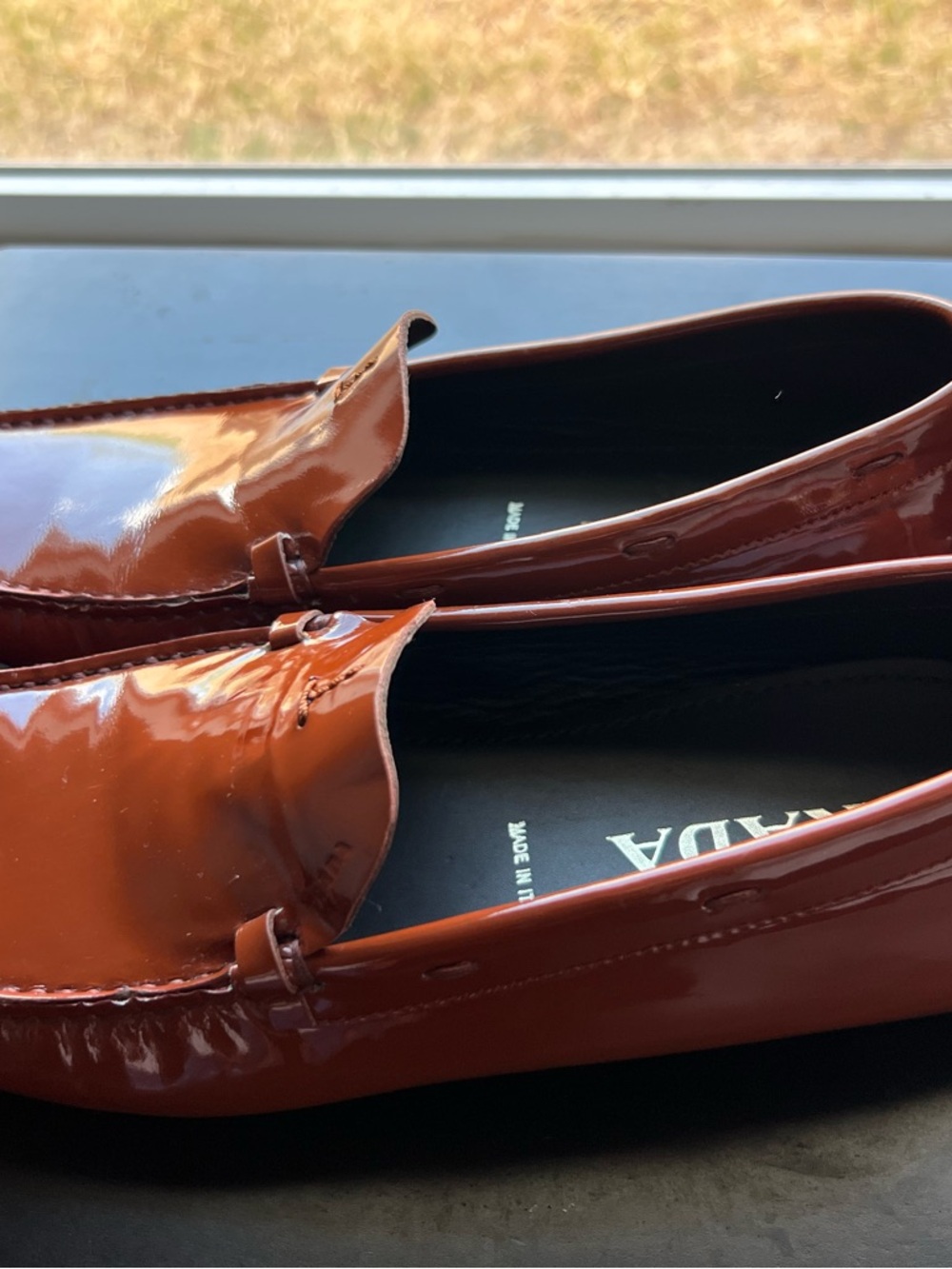 Prada Glossy Chestnut Patent Leather Slip-On Loafers - Picture 6 of 8